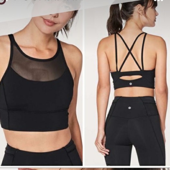 Lululemon Sports Bra high neck mesh long line Size 8 - Picture 1 of 6